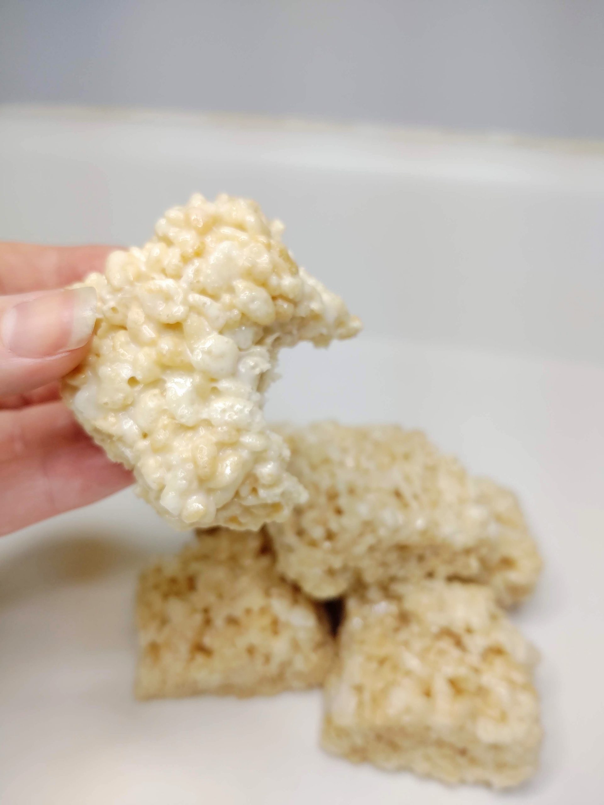 Rice Krispie Treats with bite taken out 