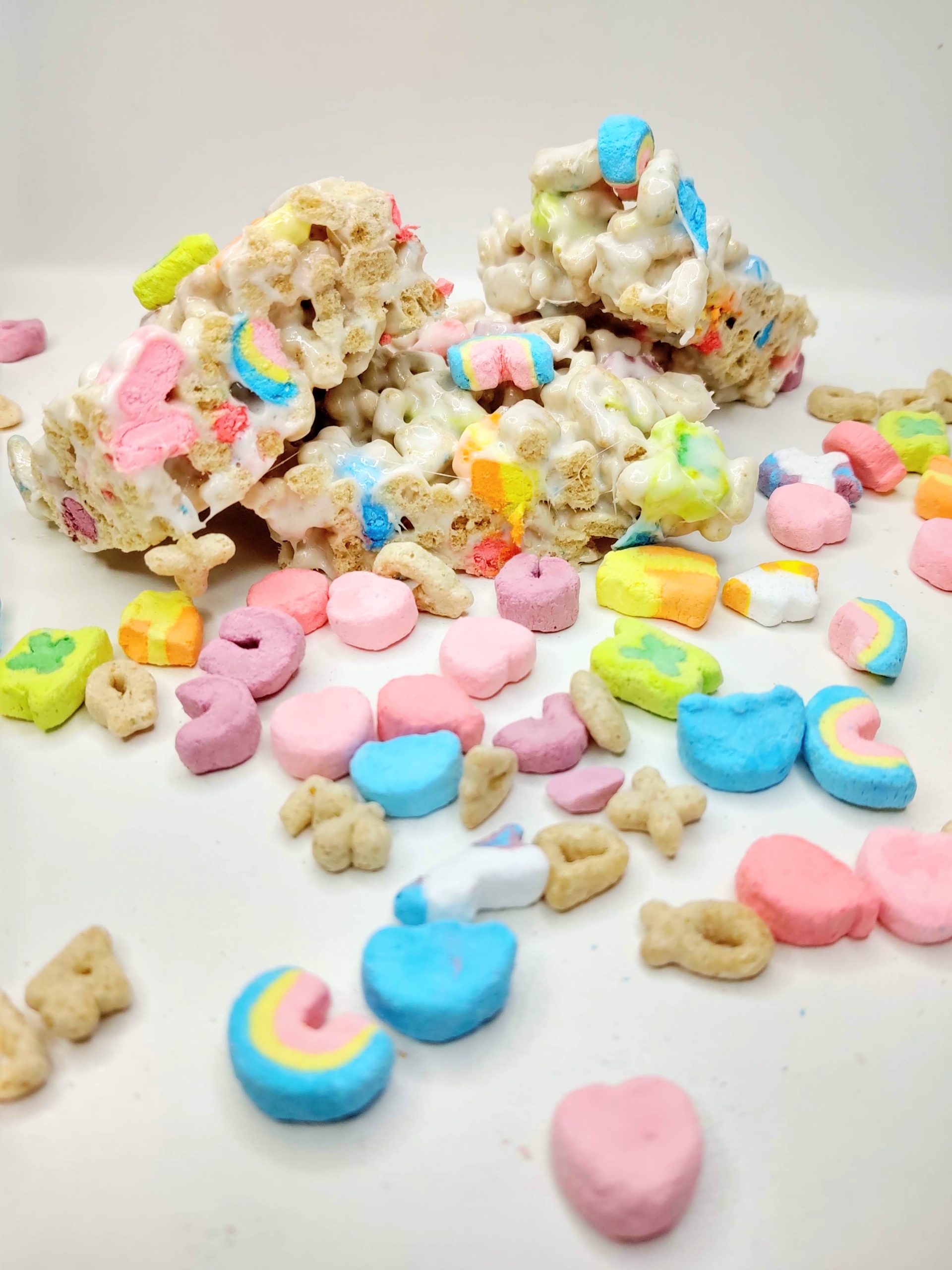 Lucky Charms Bars on a white surface 