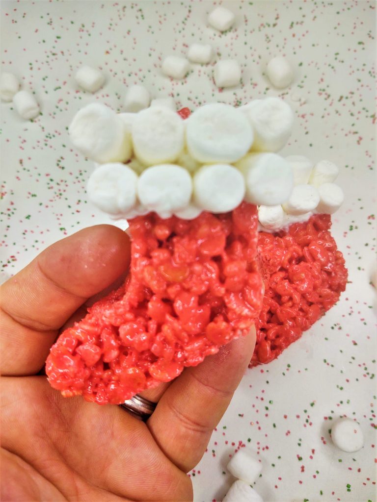 christmas stocking rice krispie treat