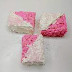 three pink baby shower Rice krispie treats