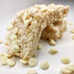 stack of white chocolate rice krispie treats