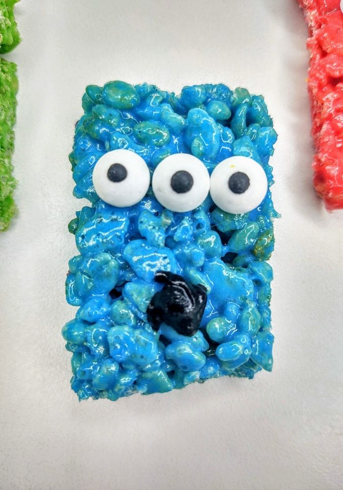 blue monster rice krispie treat