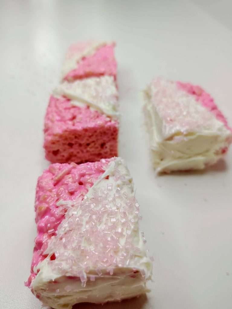 pink baby shower rice krispie treats