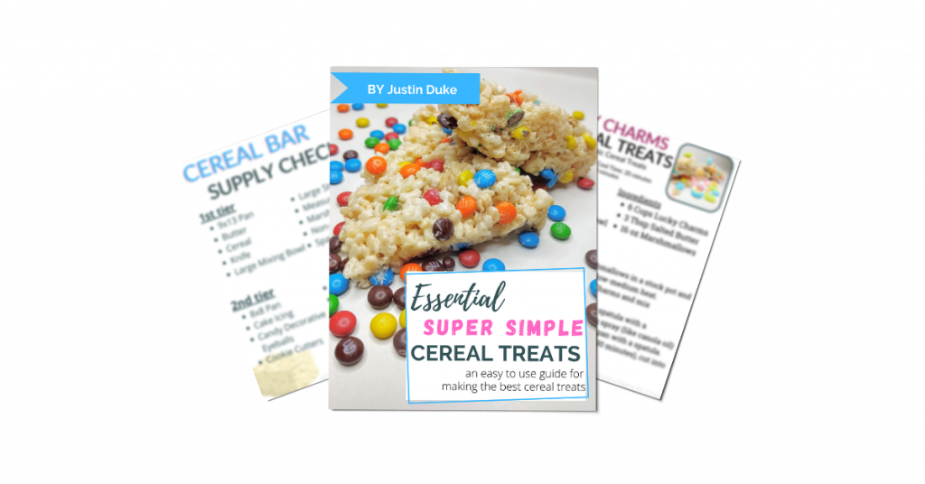 Essential super simple cereal treats cover with 2 example pages behind it