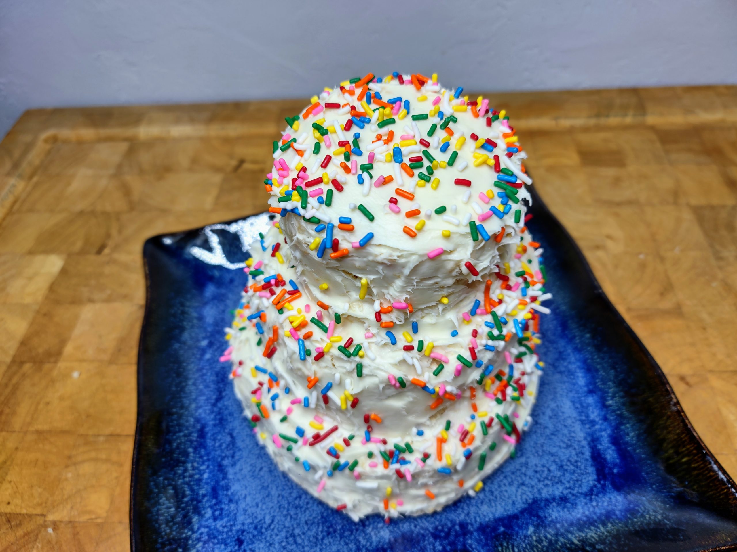 top down view of rice krispie treat cake