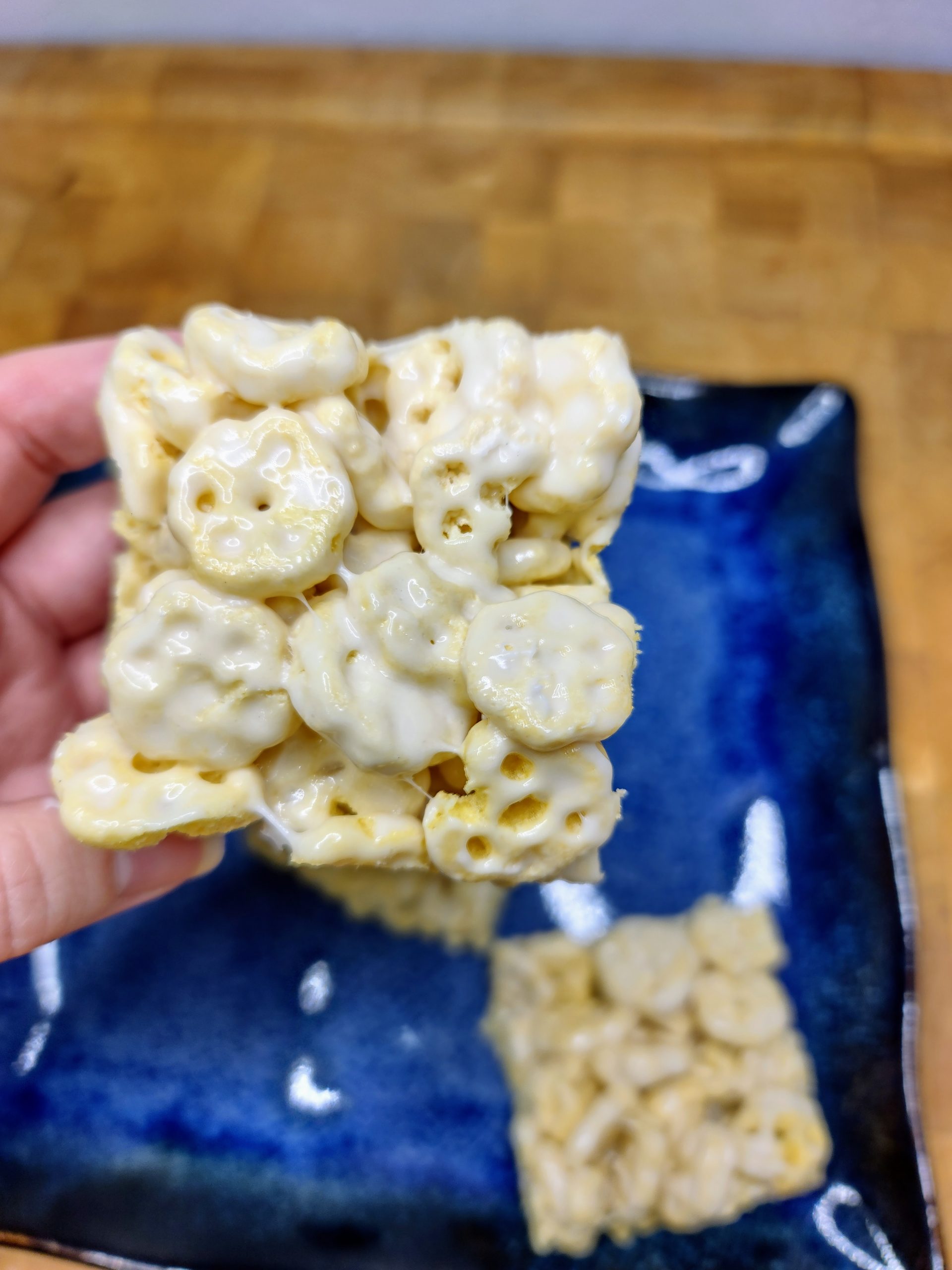 closeup of honeycomb marshmallow treat