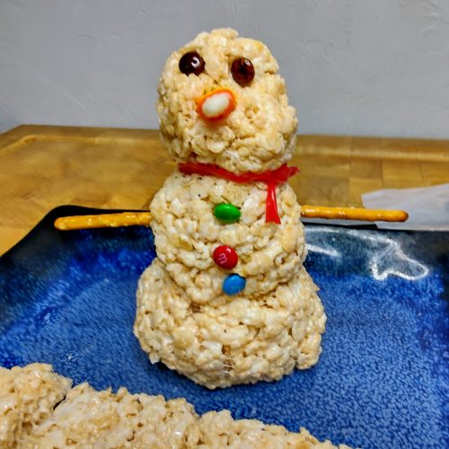 rice krispie treat snowman