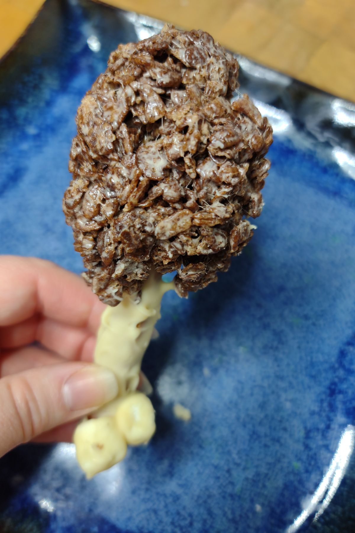 Rice Krispie treat decorated like a turkey leg.