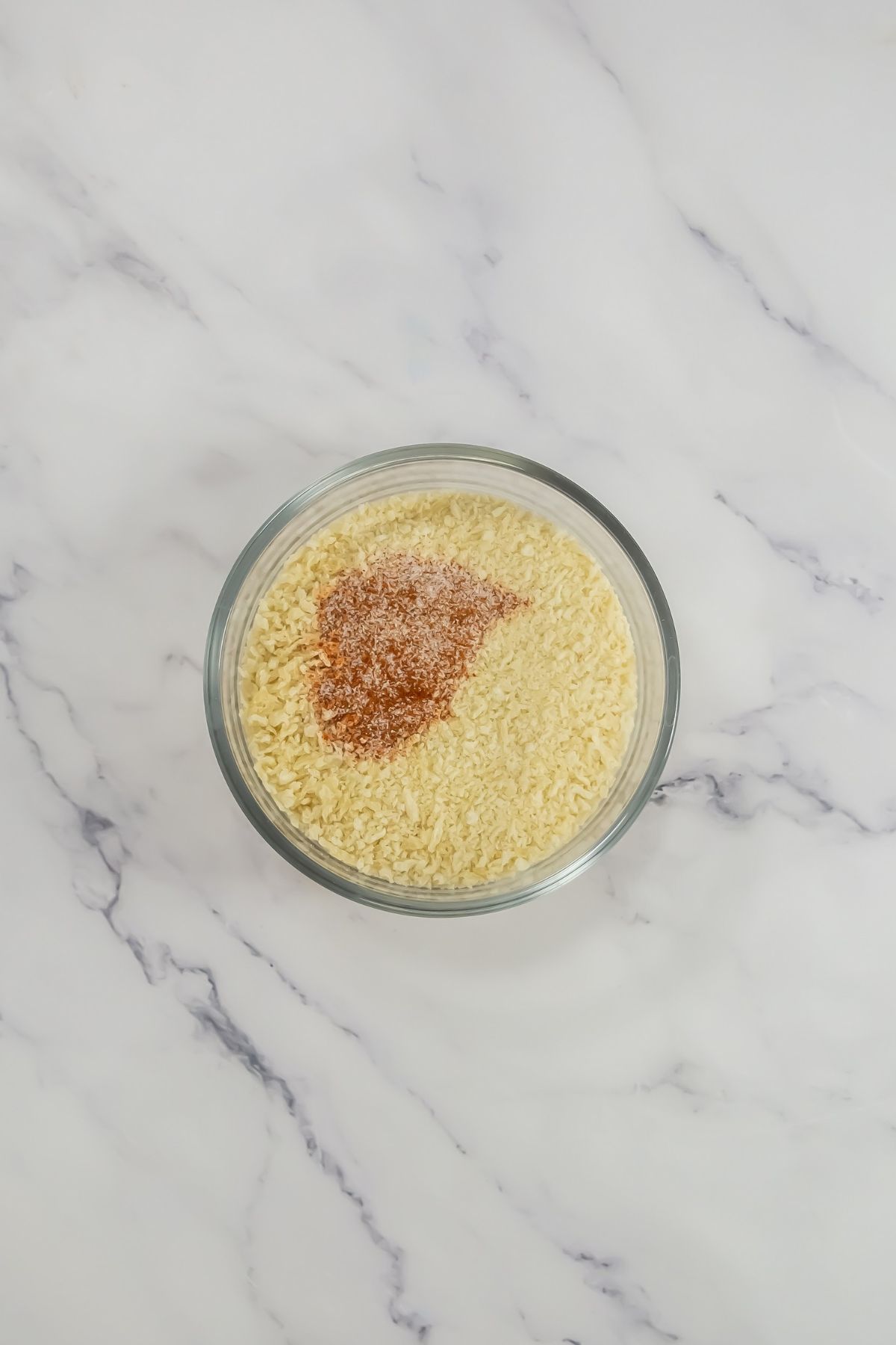 Dry ingredients in a mixing bowl.