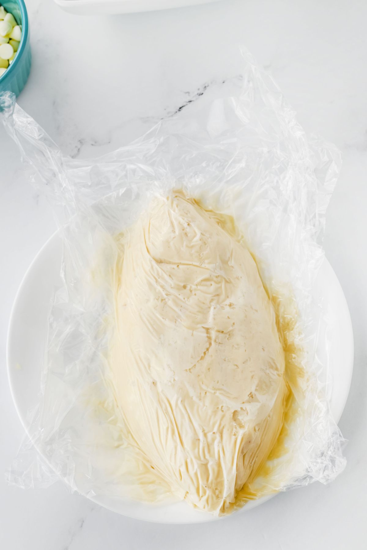 Cheeseball shaped into a football shape.