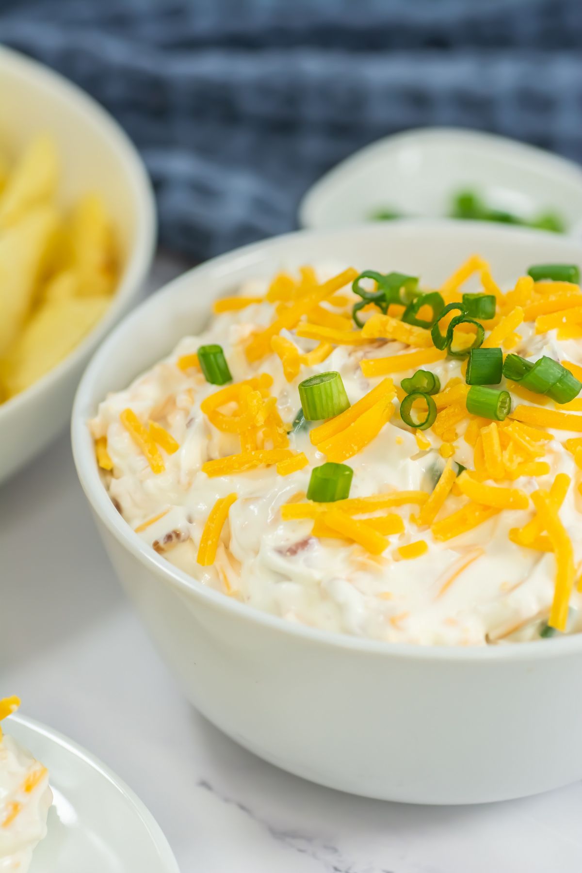 Loaded Baked potato dip in a bowl.