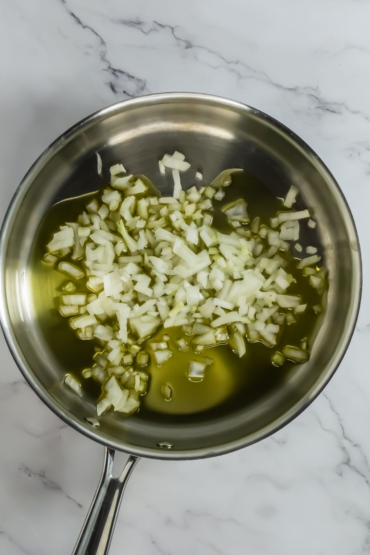 Onions and garlic in skillet.