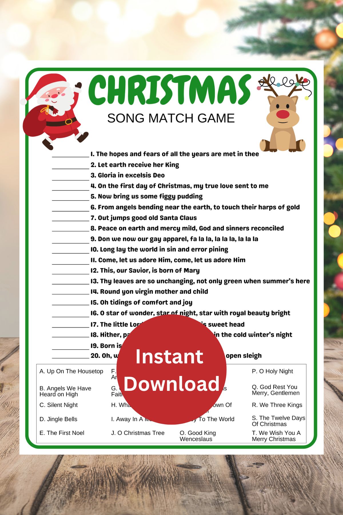 Christmas carol match game printable.