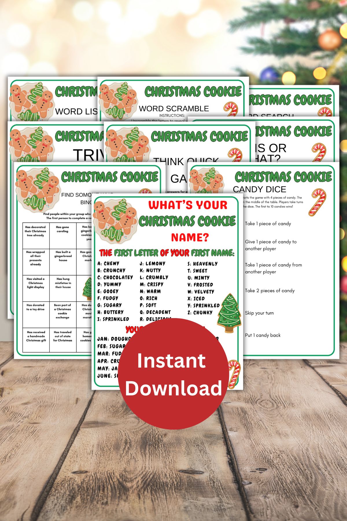 Printable christmas cookie game bundle.