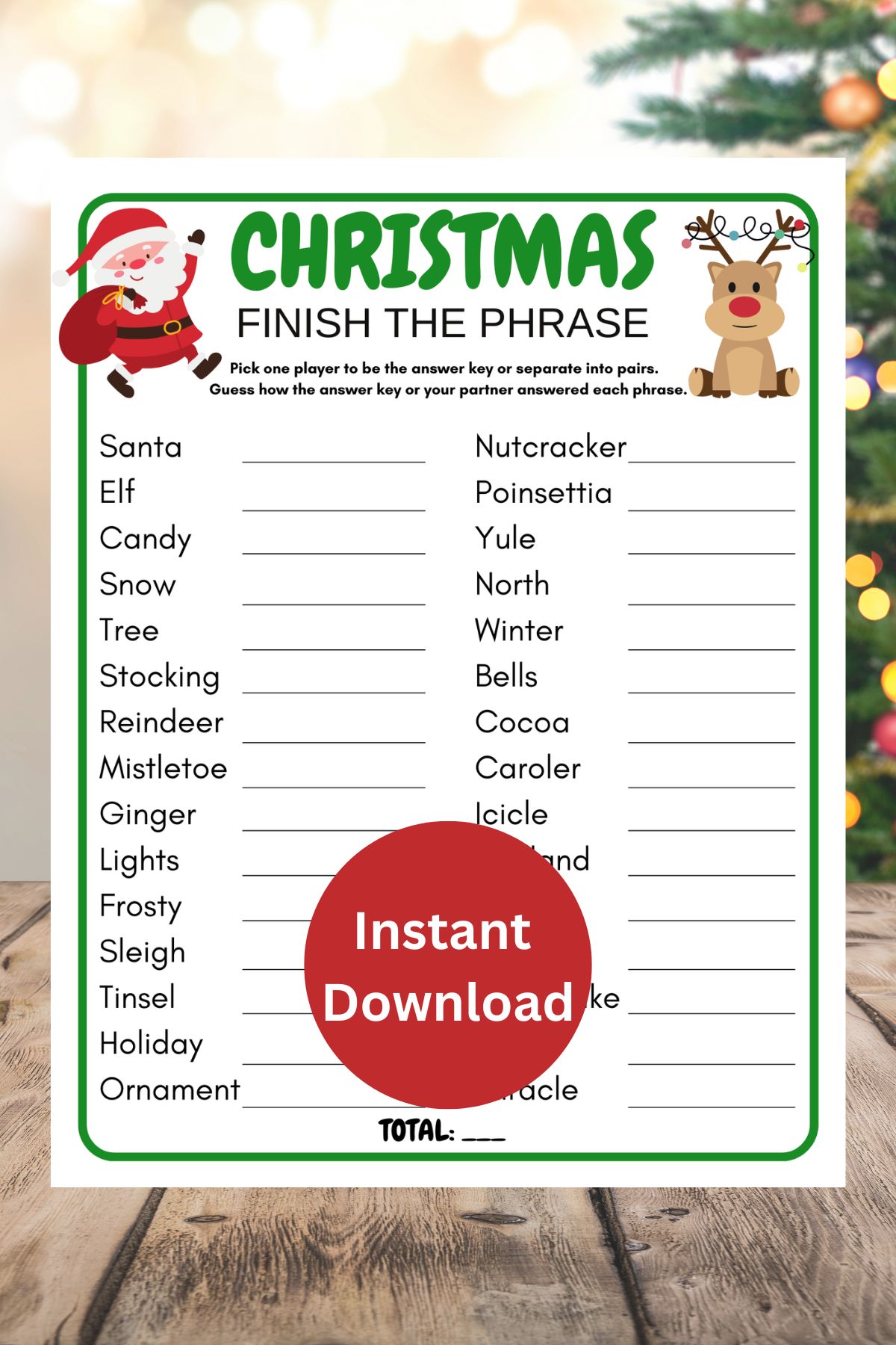 Christmas finish the phrase game printable.