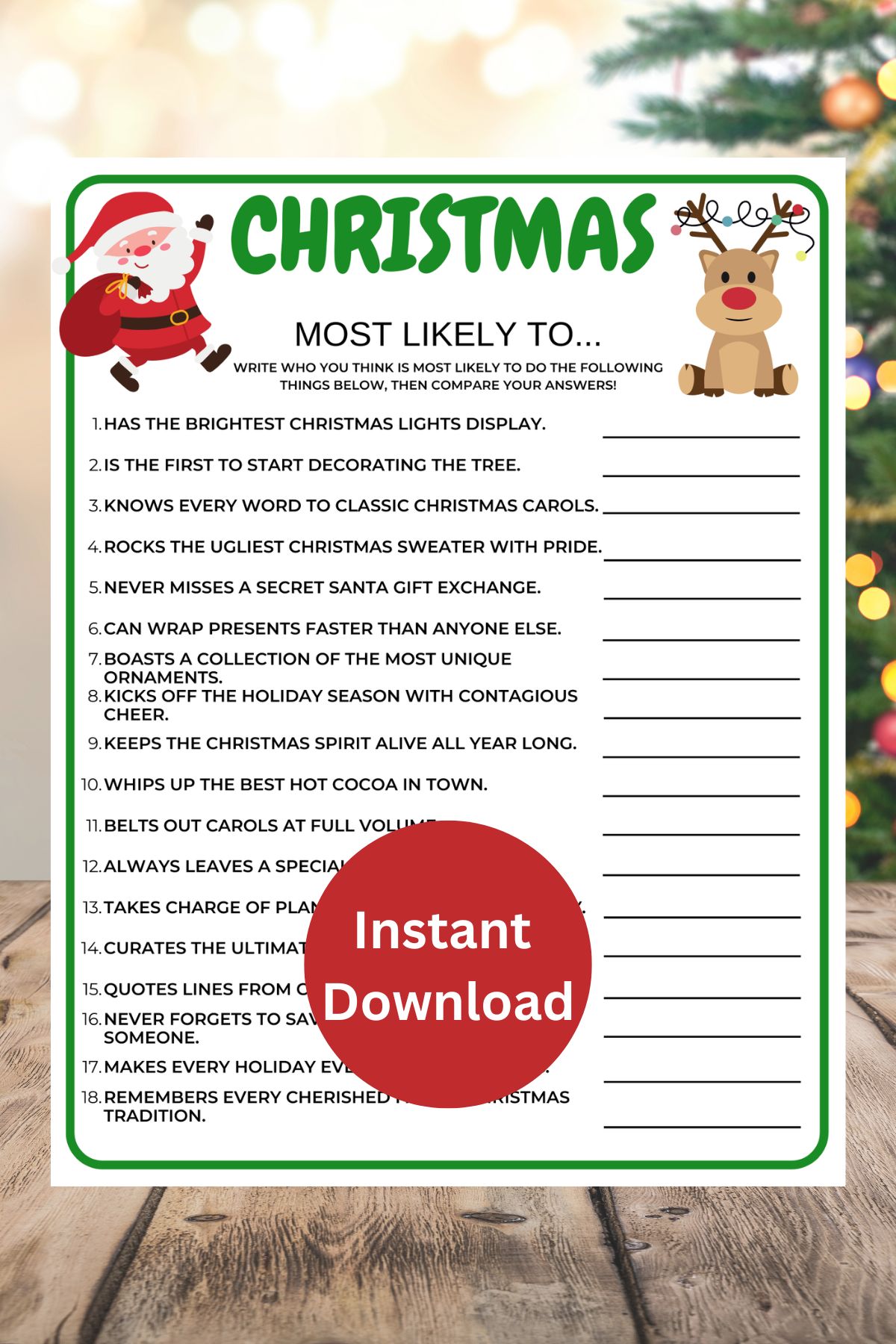 Christmas most likely to game printable.