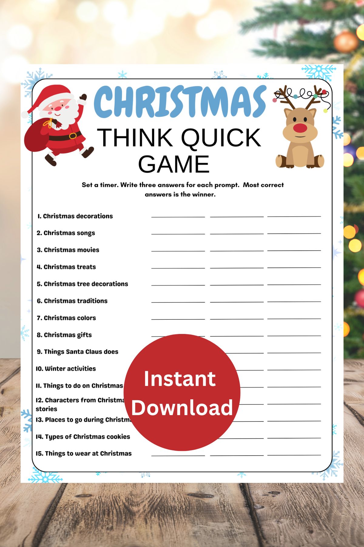 Christmas think quick game printable.