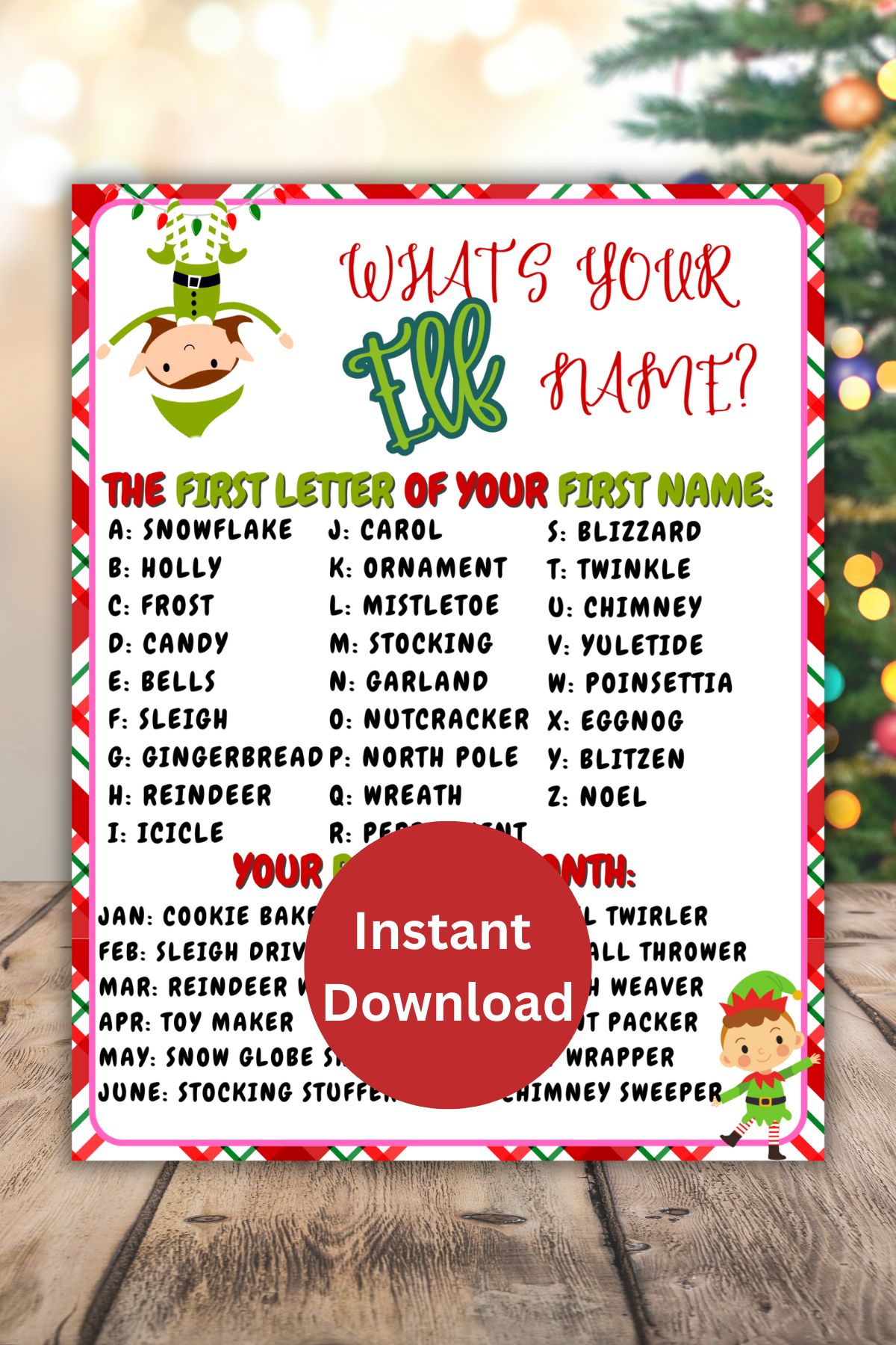 Whats your elf name game printable.