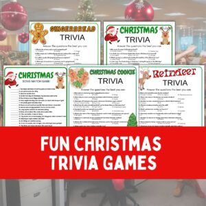 Grid image of fun christmas trivia games.