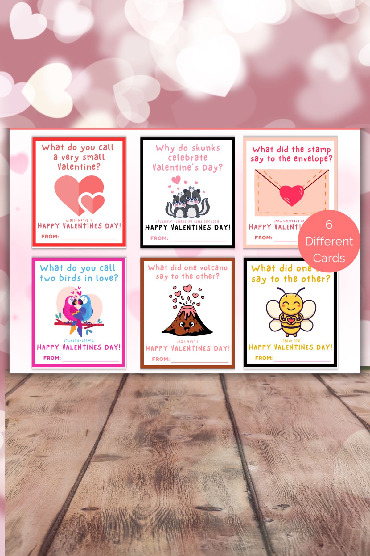 Printable kid joke themed valentine cards.