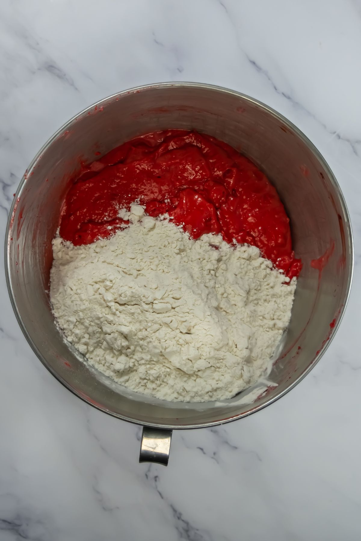 Flour in mixing bowl.