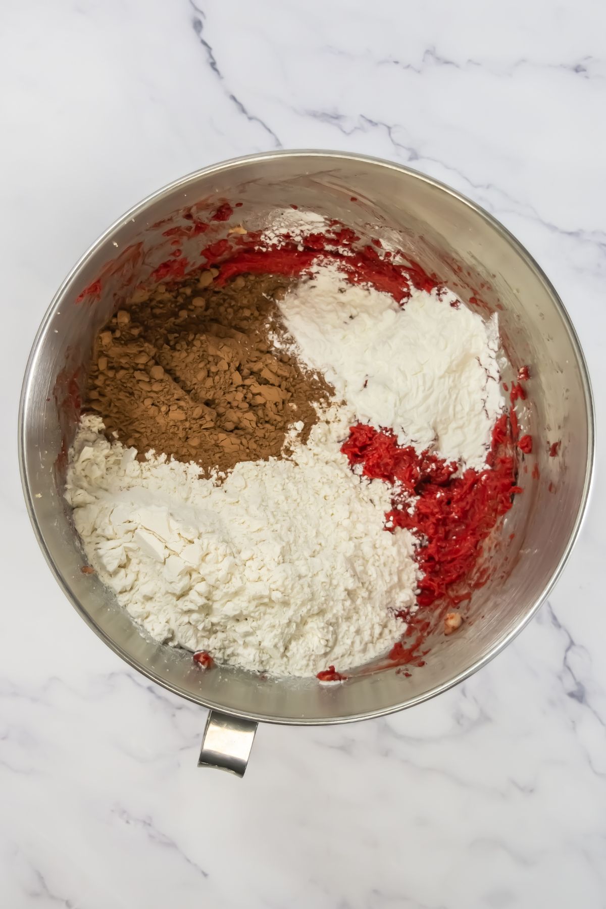 Dry ingredients in a mixing bowl.