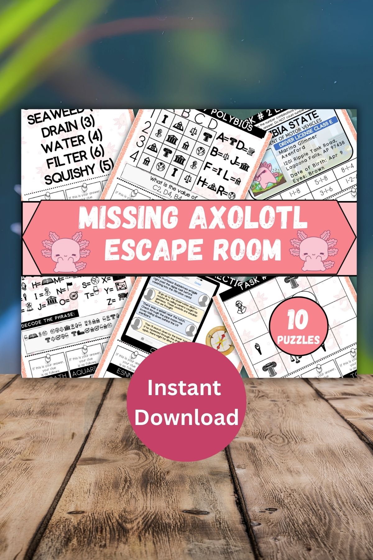 Axolotl escape room printable.