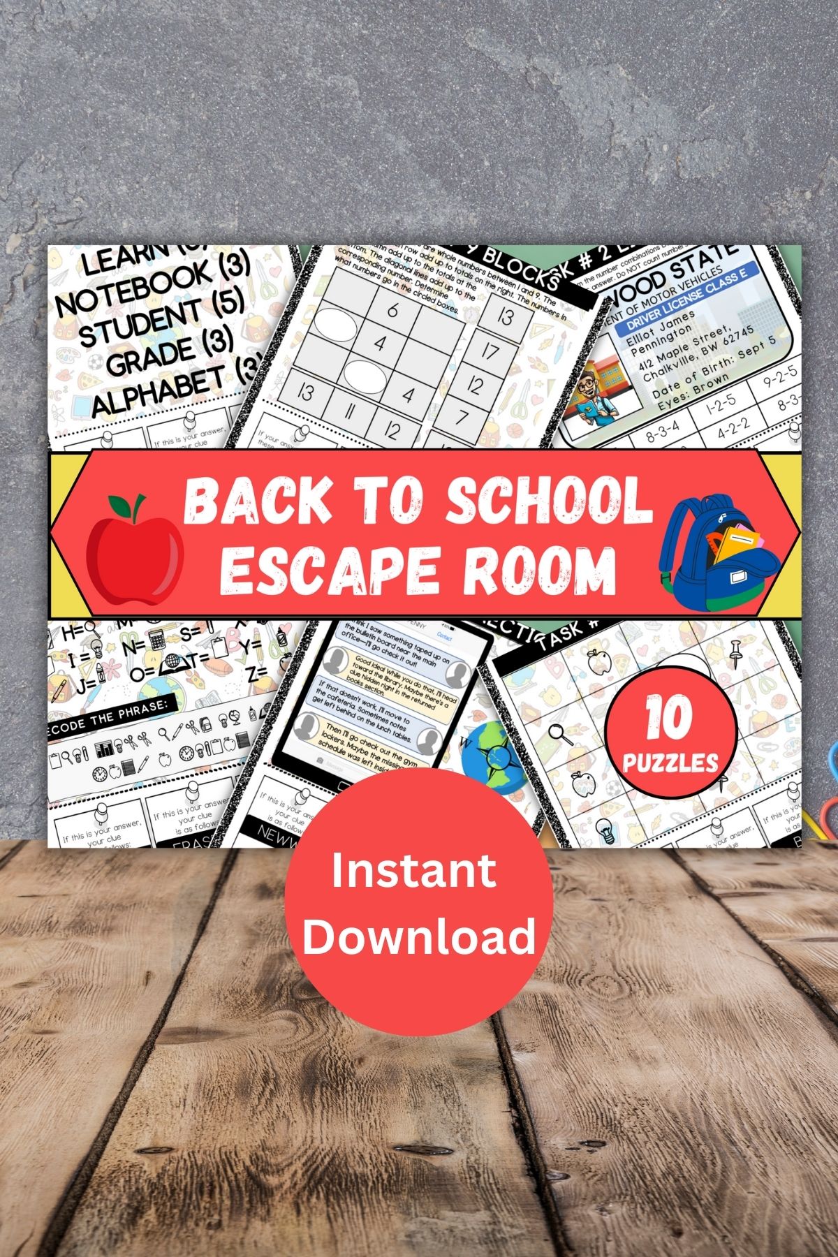 Back to school escape room printable.