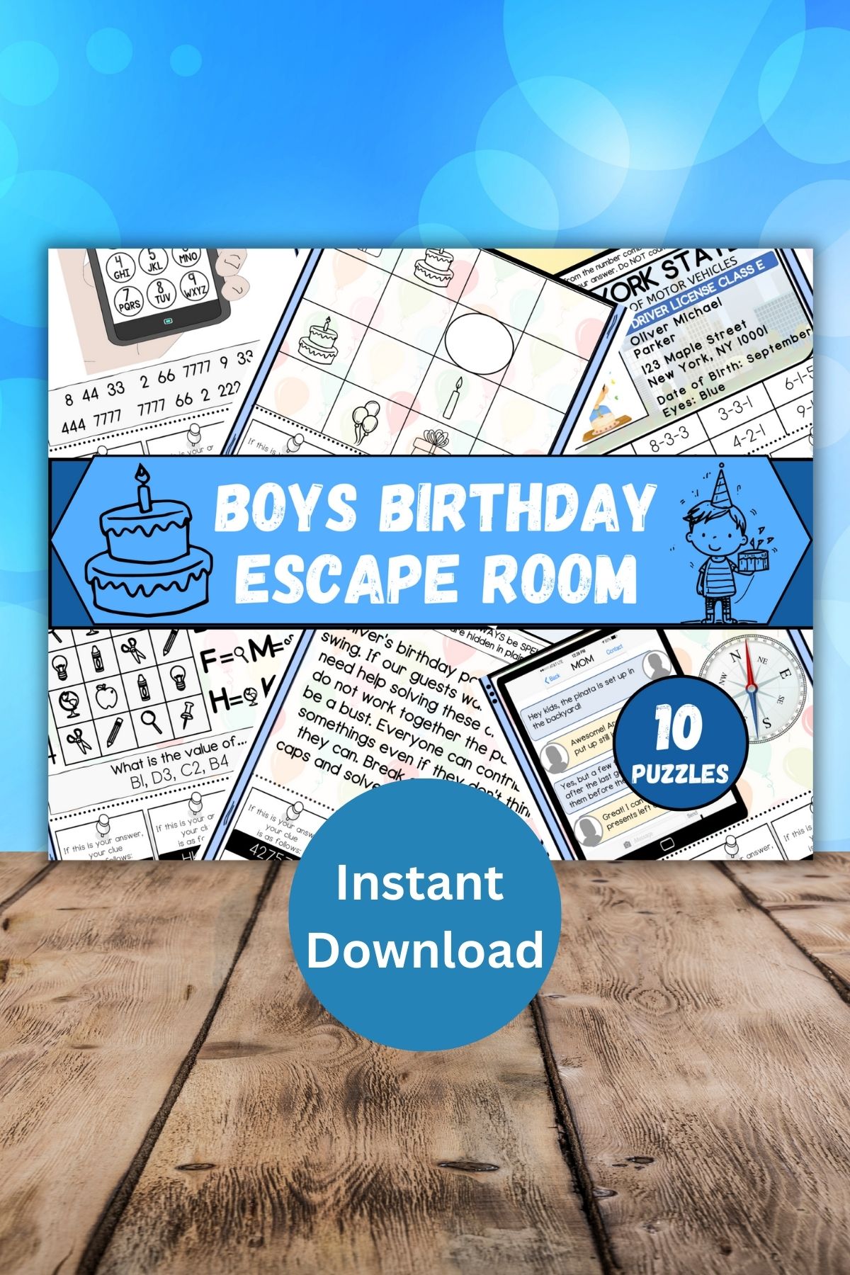 Boys birthday escape room printable.
