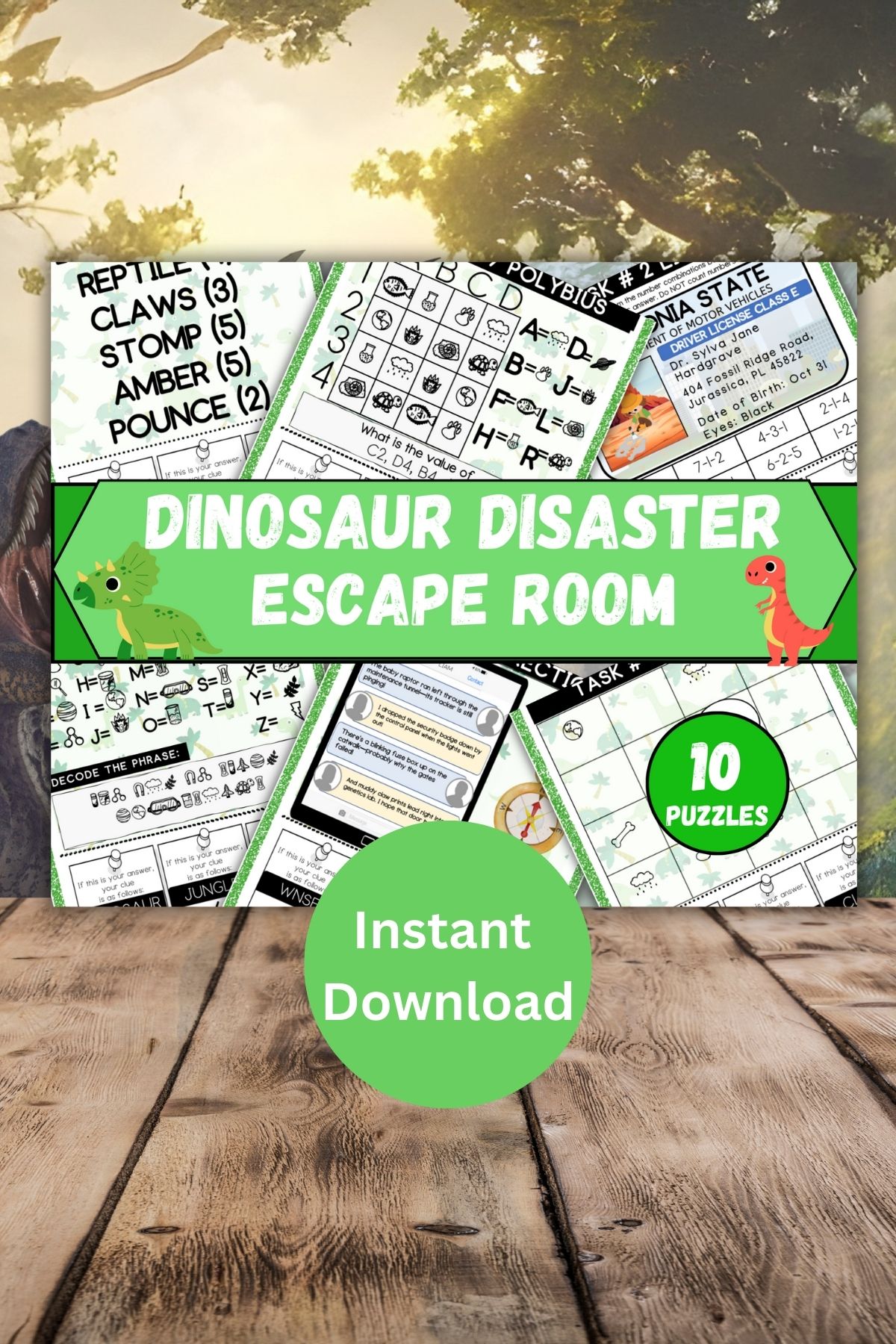 Dinosaur escape room printable.