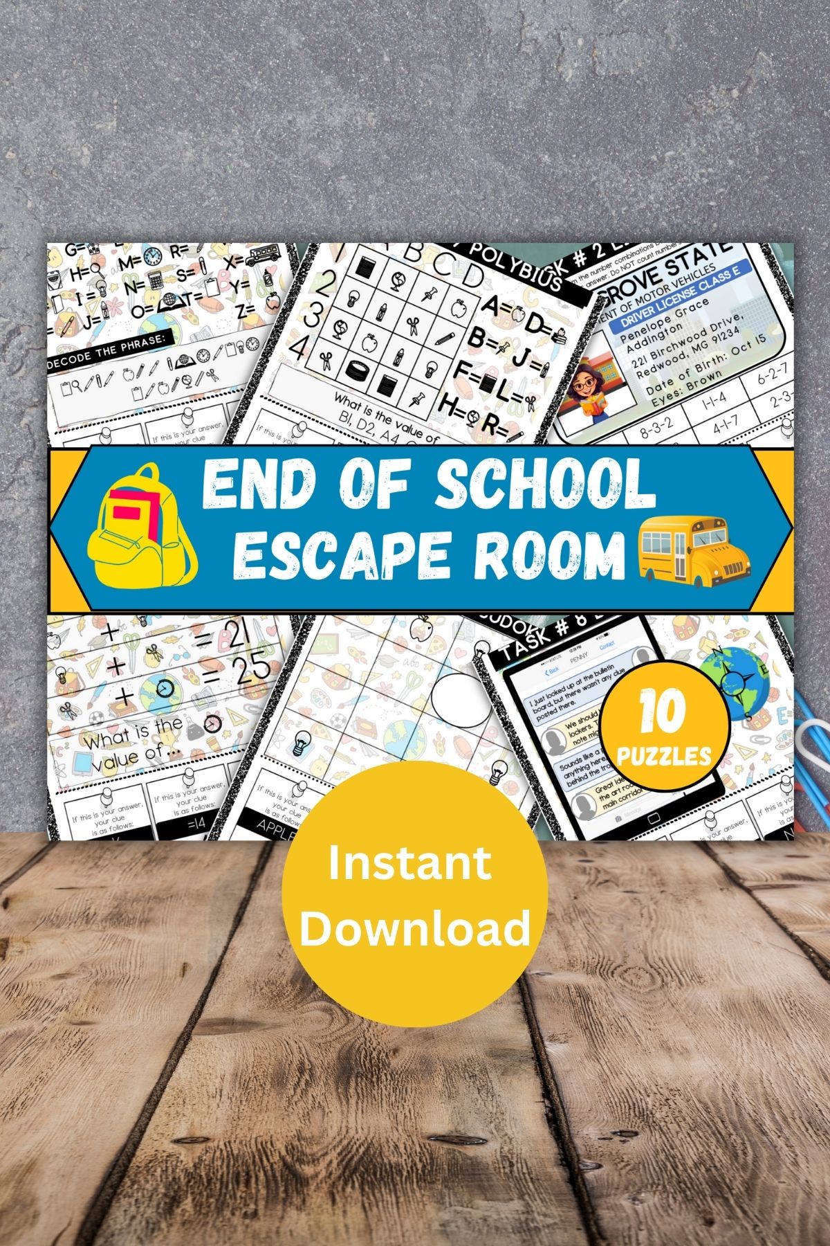 End of school escape room printable.
