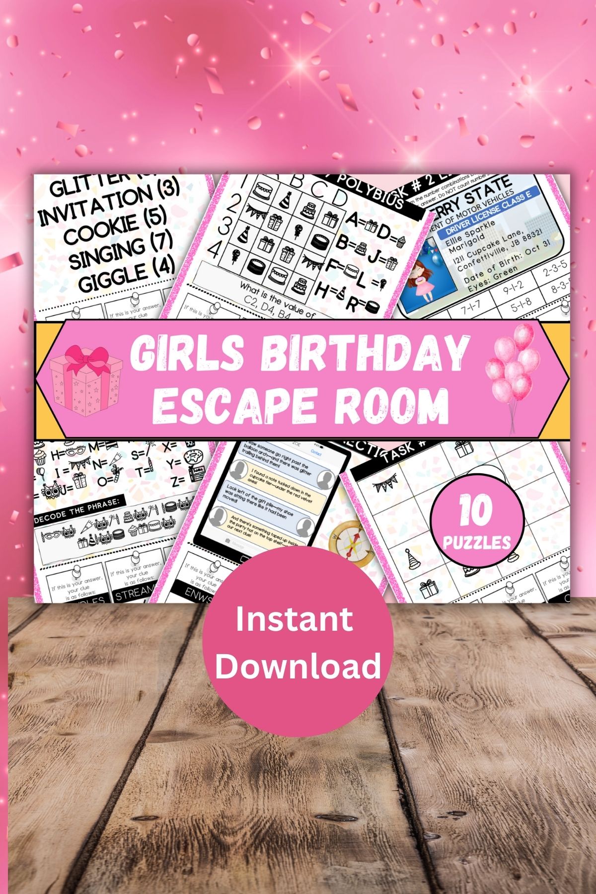 Girls birthday escape room printable.