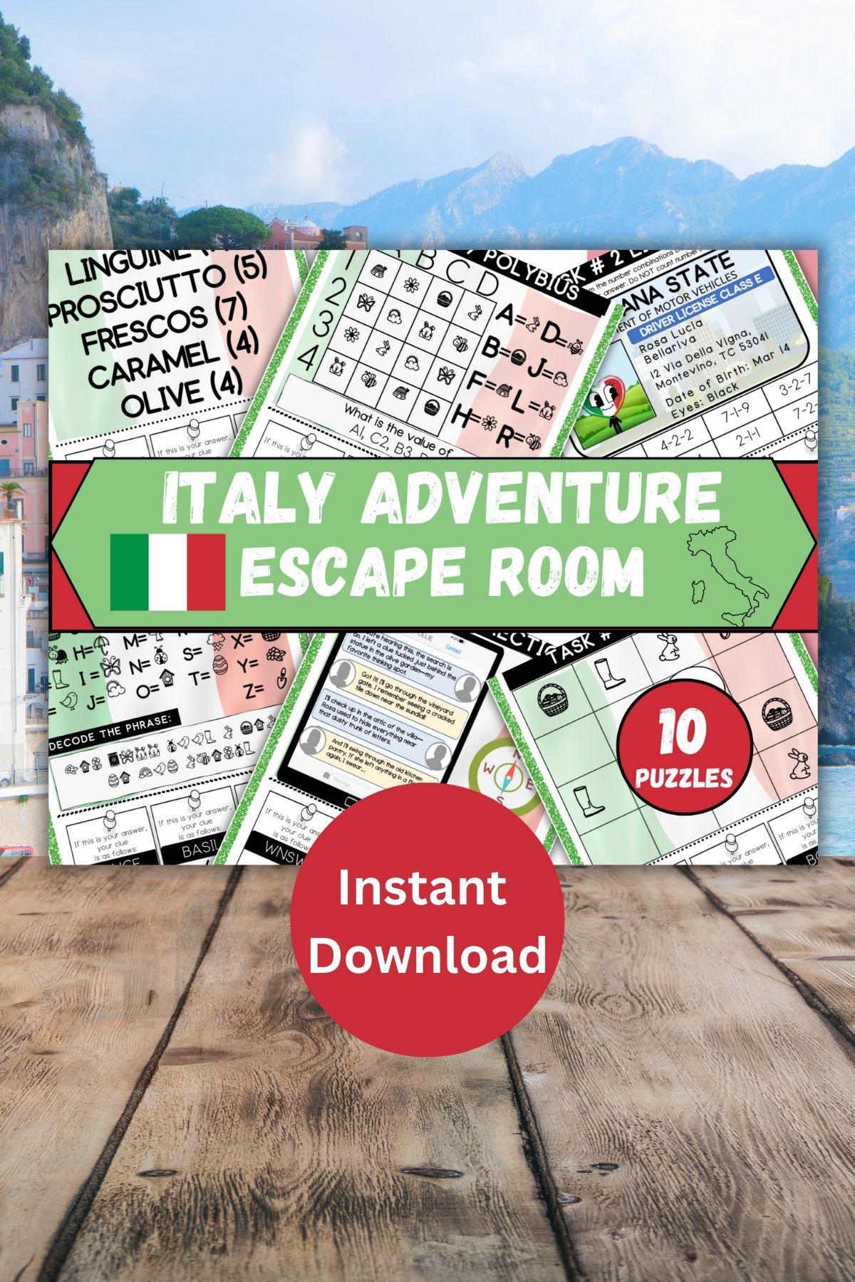 Italy escape room printable.
