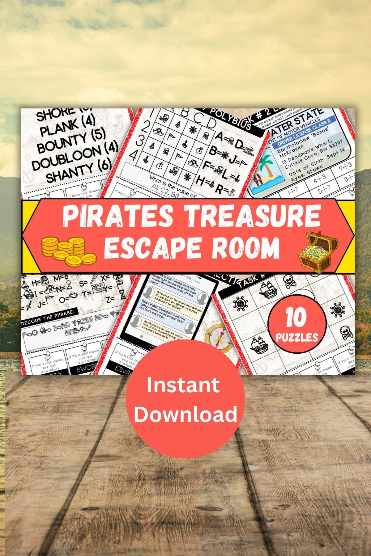 Pirates escape room printable.