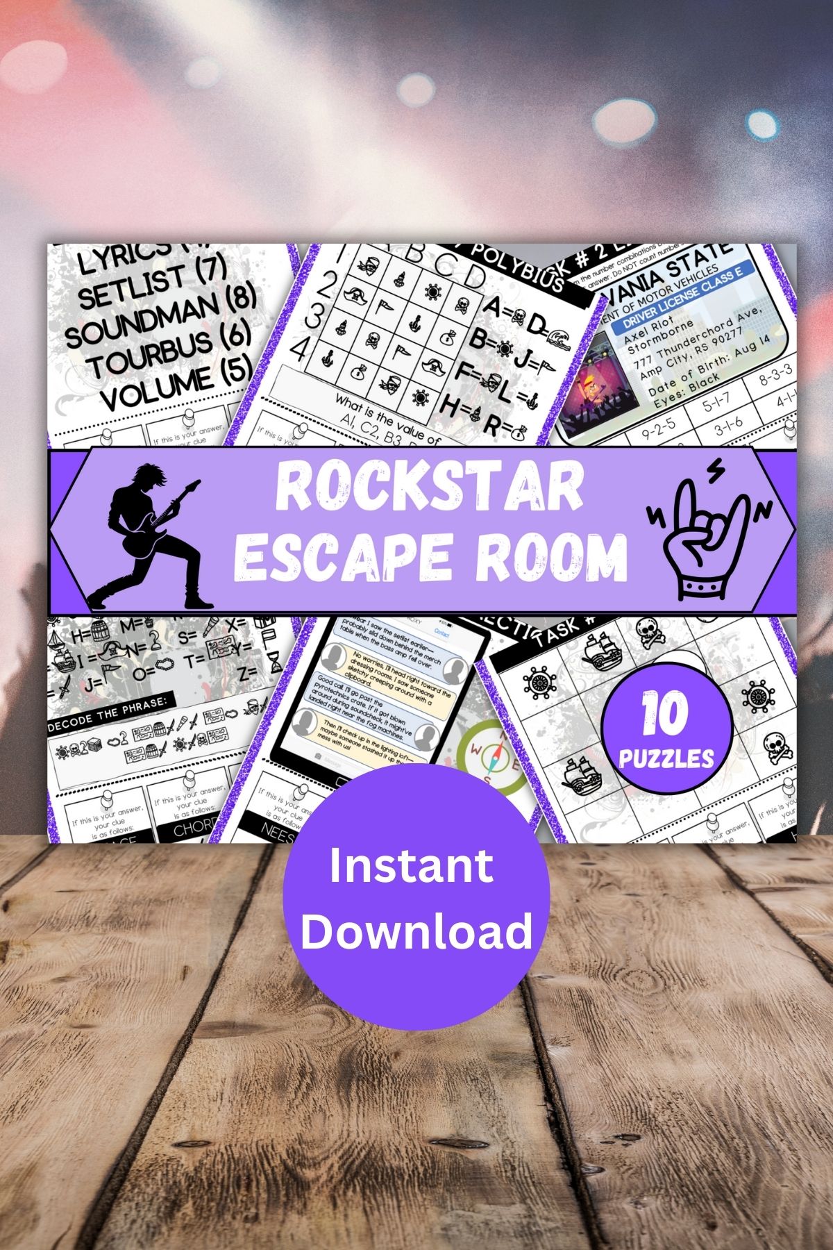 Rockstar escape room printable.