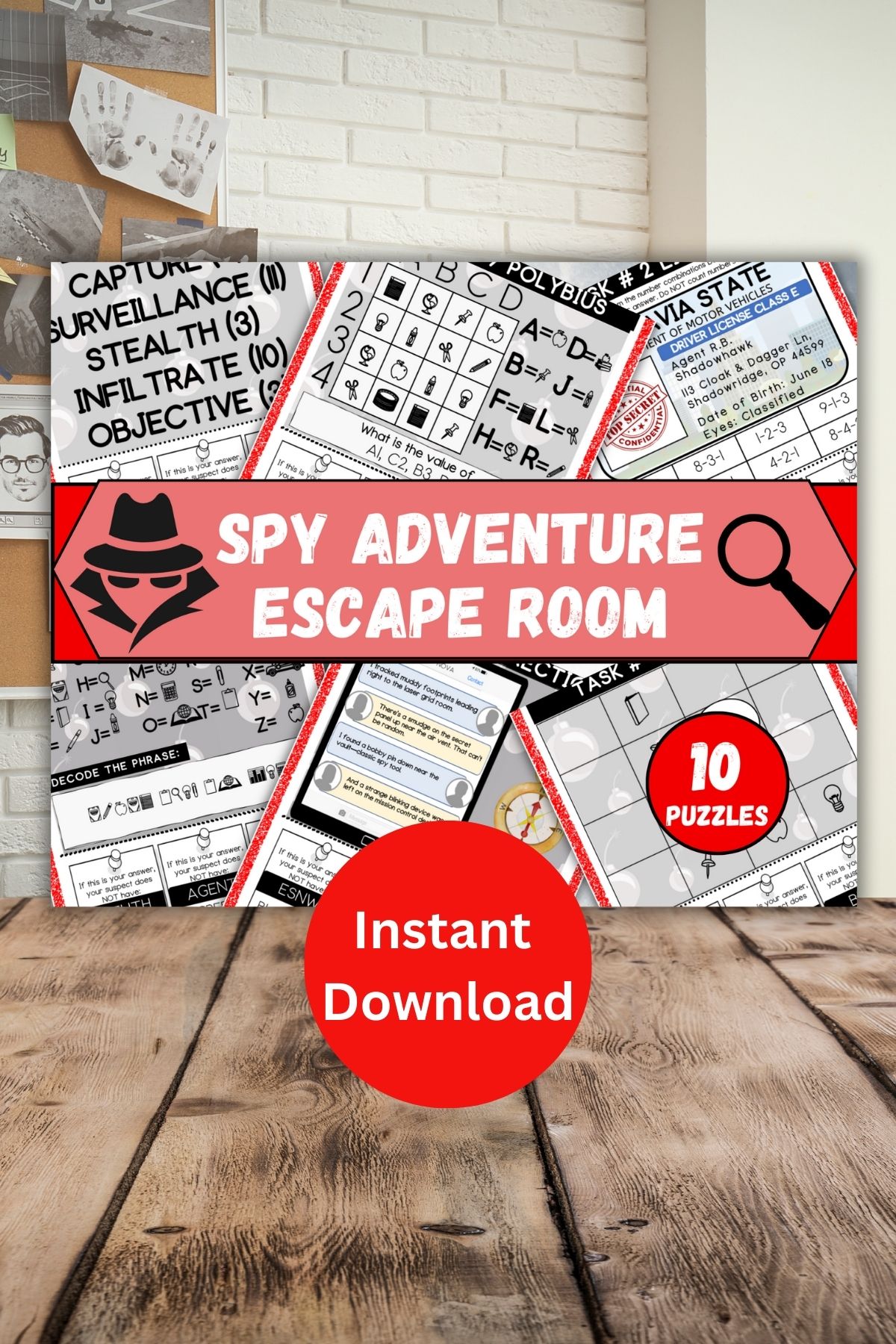 Spy escape room printable.