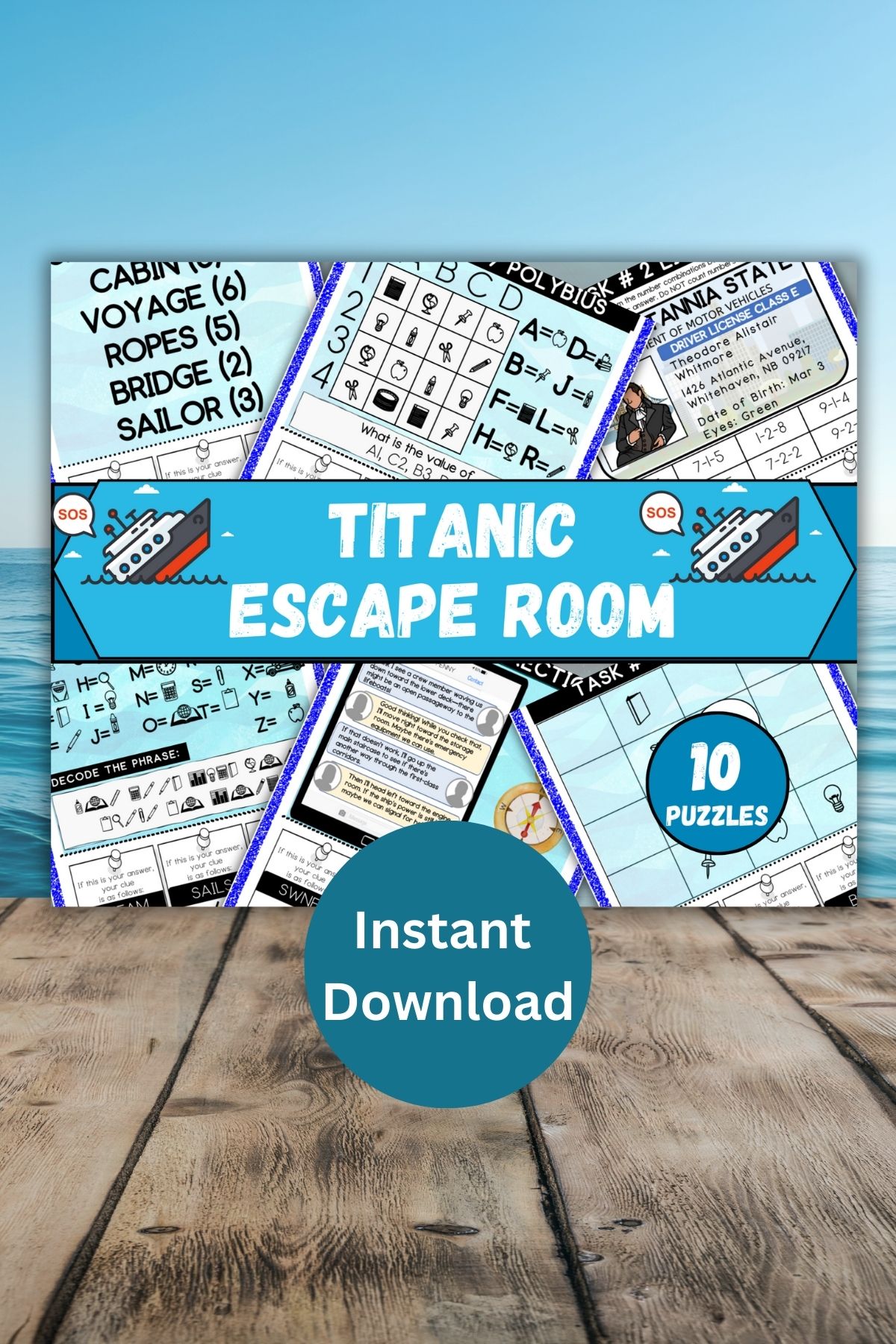 Titanic escape room printable.