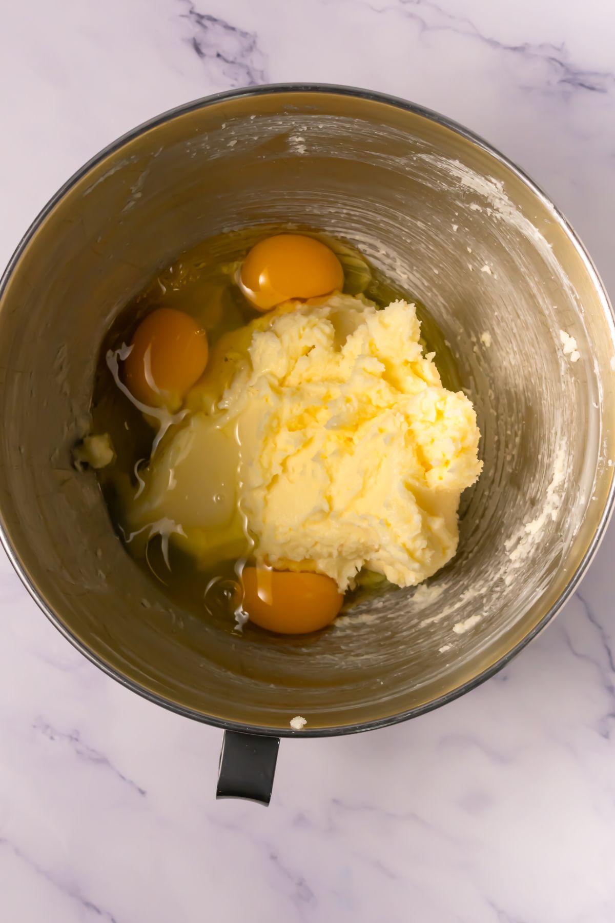 Eggs in a mixing bowl.