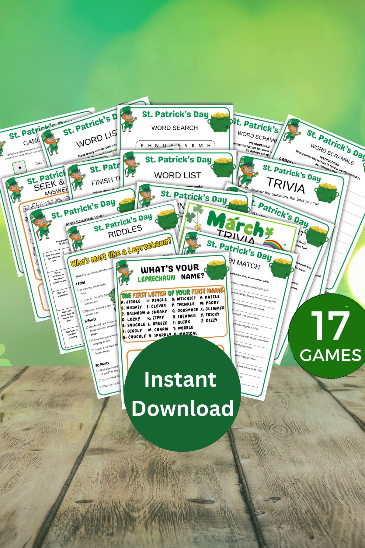 St Patricks Day Game bundle printable games.