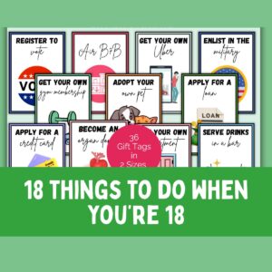 Collage of 18 things you can do when you're 18 tags.