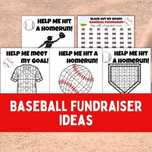 Collage of Printable fill my baseball fundraiser ideas.
