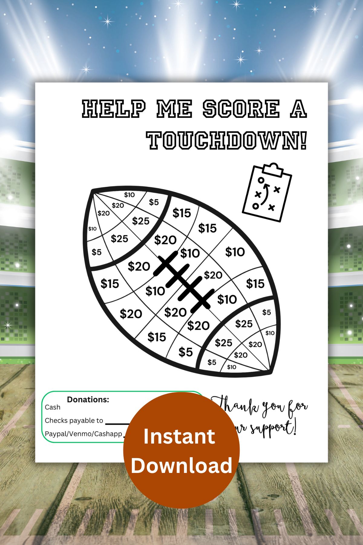 Printable fill my football fundraiser.