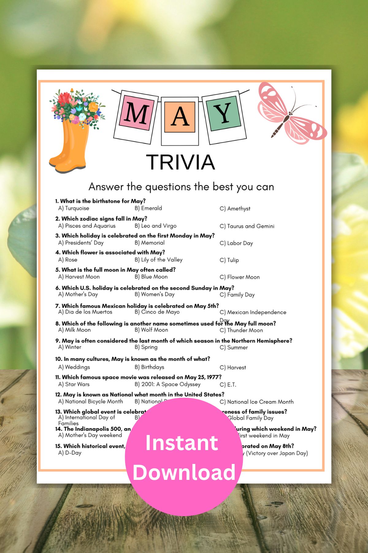 Printable may trivia game.