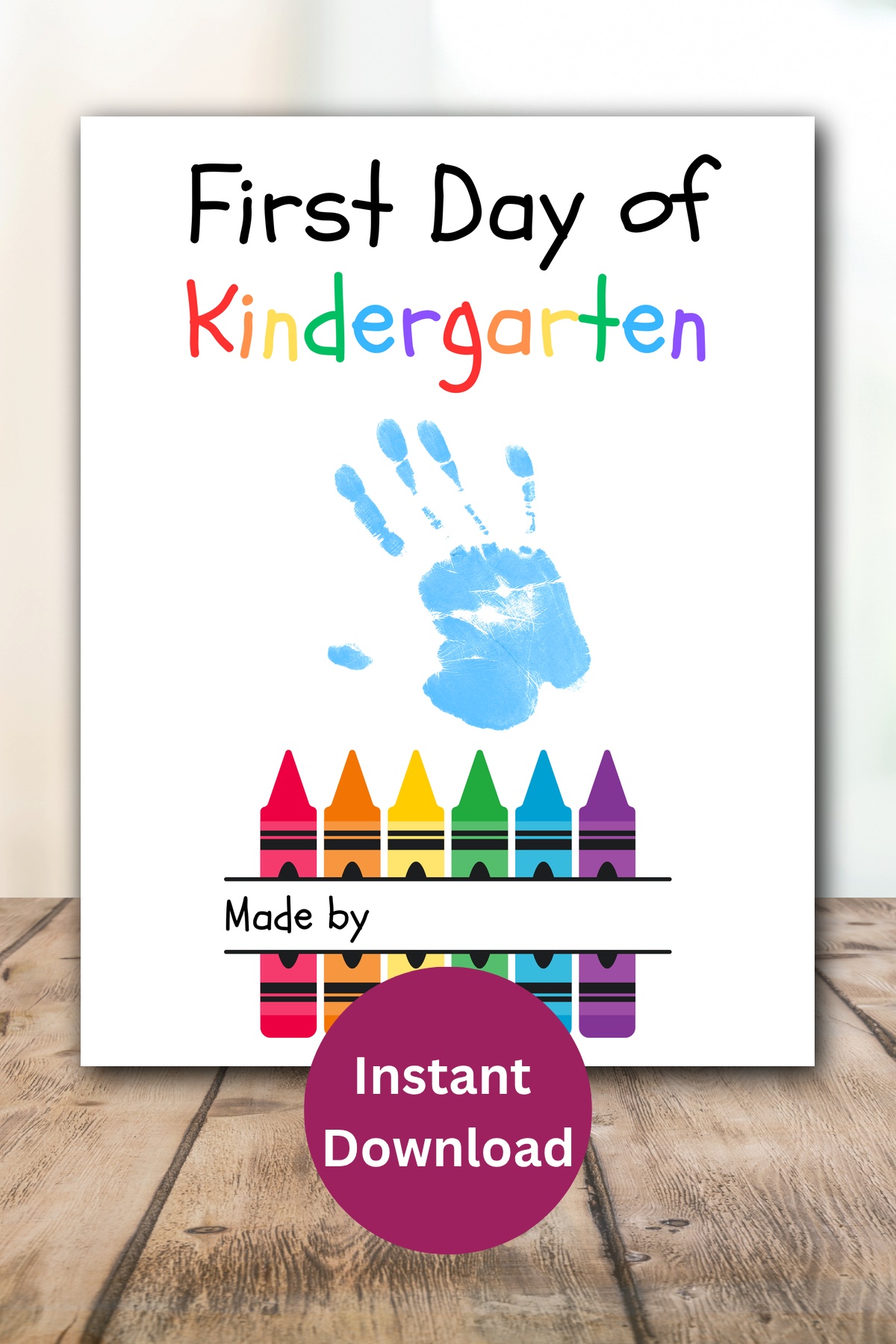 First day of kindergarten handprint printable.