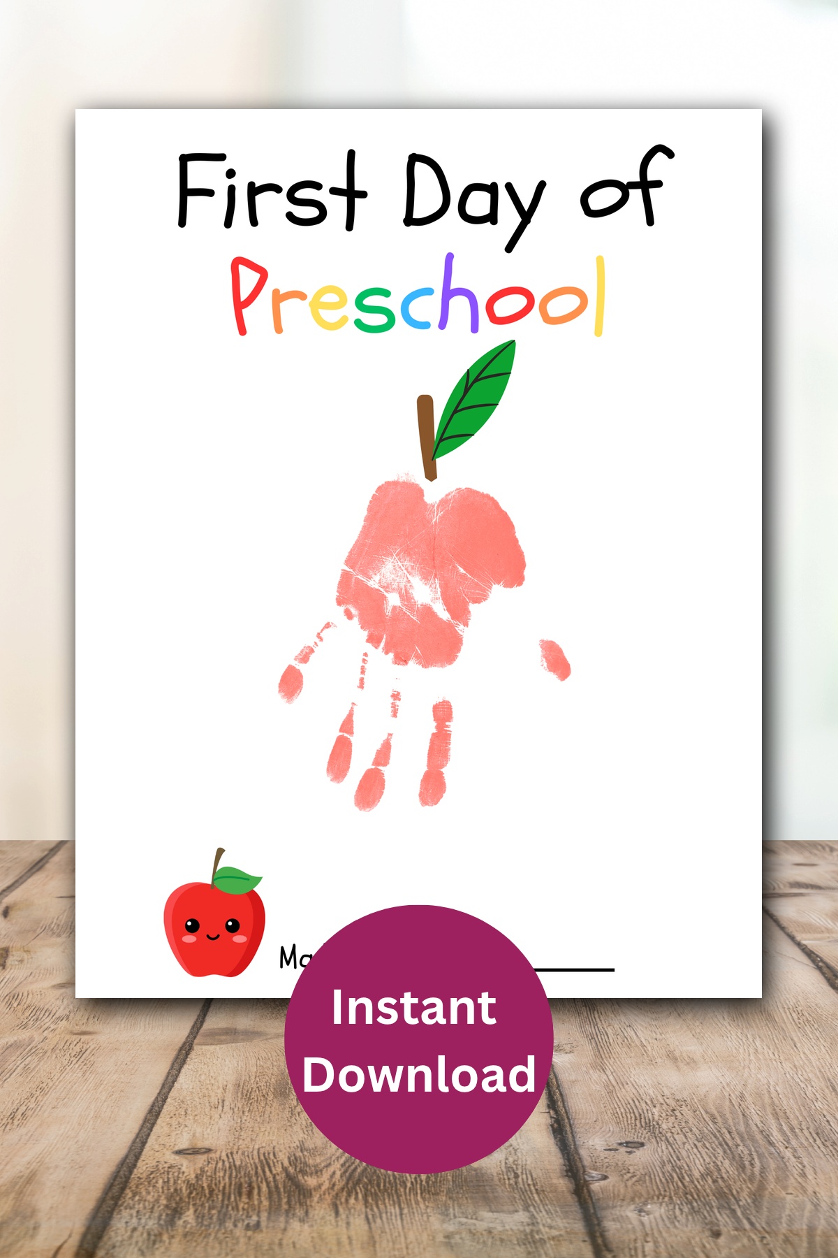 First day of preschool handprint printable.