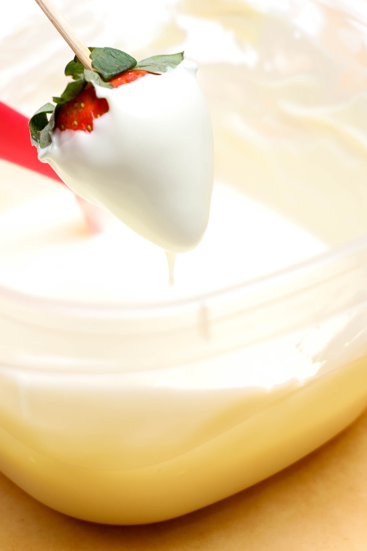 Strawberry dipped in white chocolate.