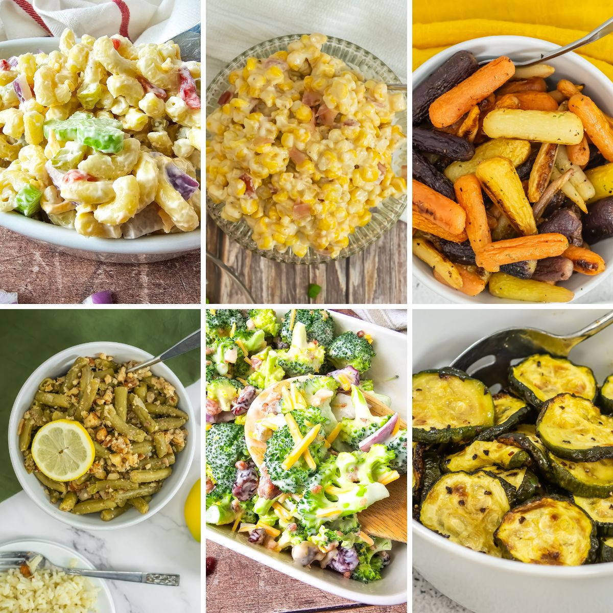 Collage of summer side dishes.