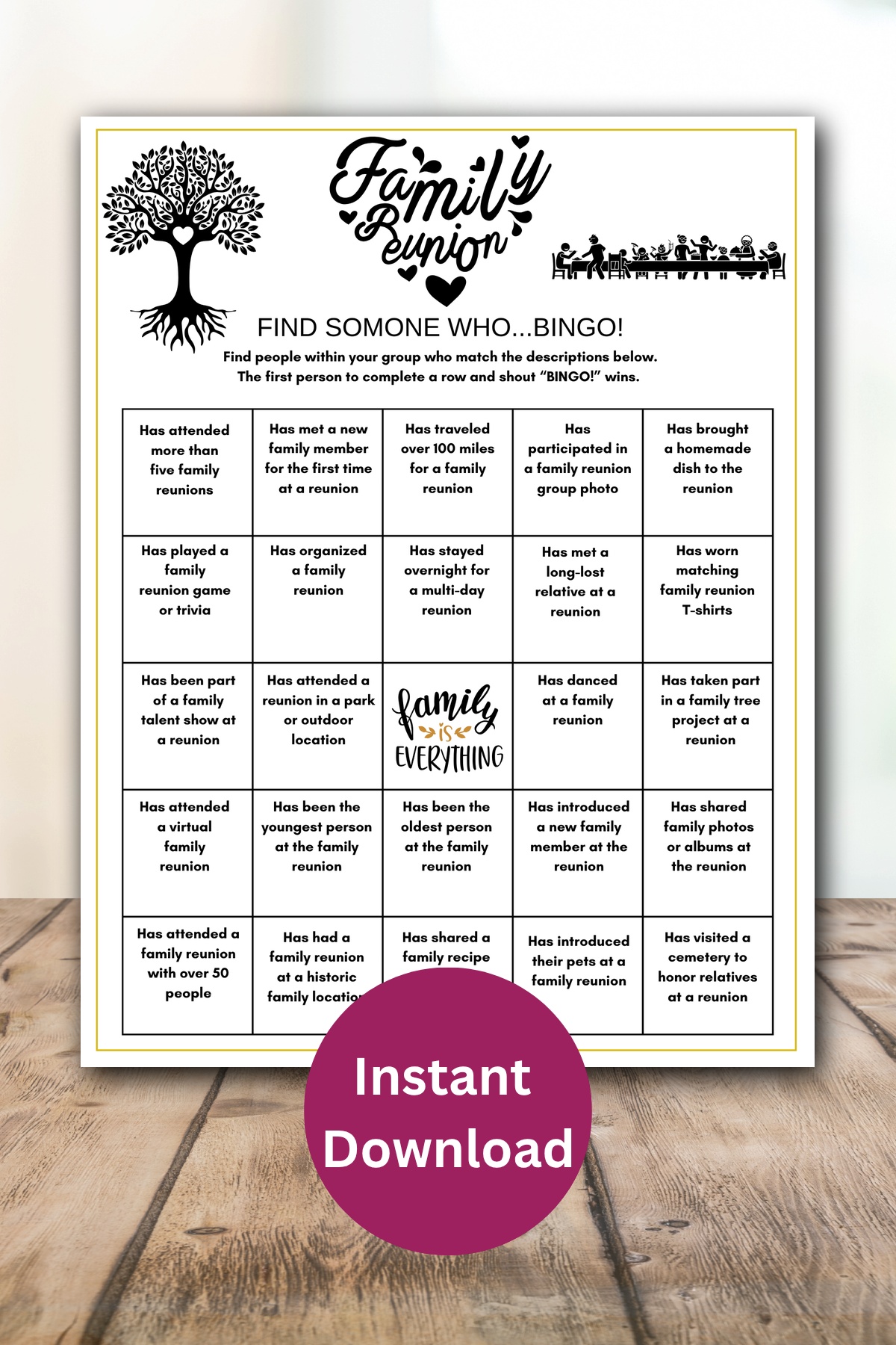 Family reunion find someone who printable.