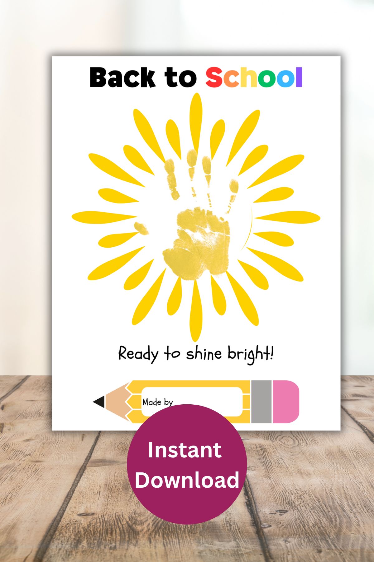 Back to school shine bright handprint art printable.