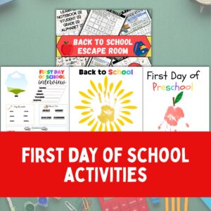 Collage of first day of school activities.